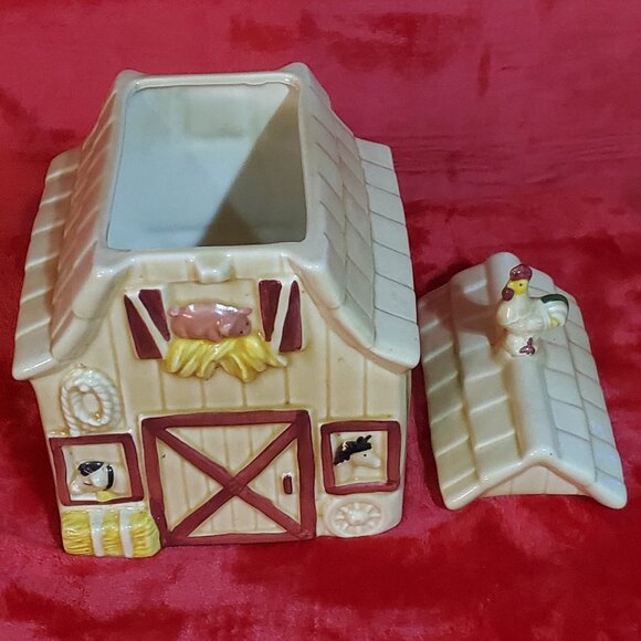 Metlox Cookie Jar MAC'S BARN VINTAGE Poppytrail VERY RARE Hard to Find ROOSTER - Picture 2 of 16